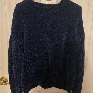 blue knitted sweater